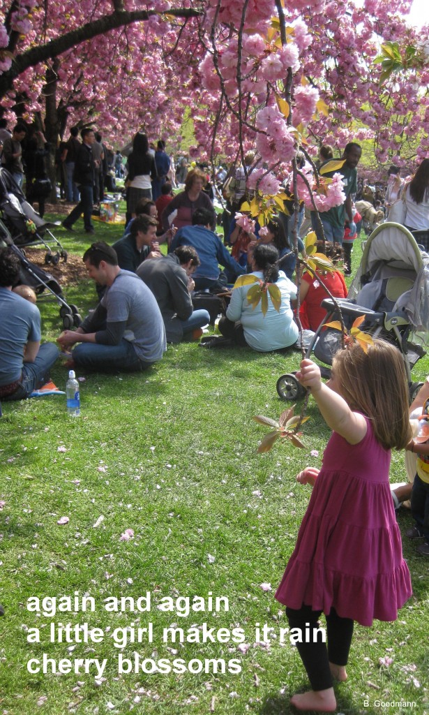 photo of a young girl in a park with cherry blossoms
